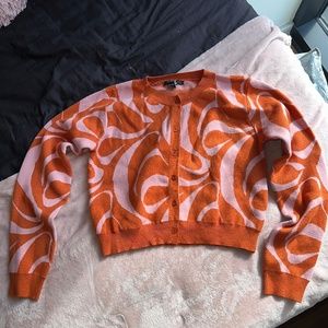 Orange and pink button up sweater & top set